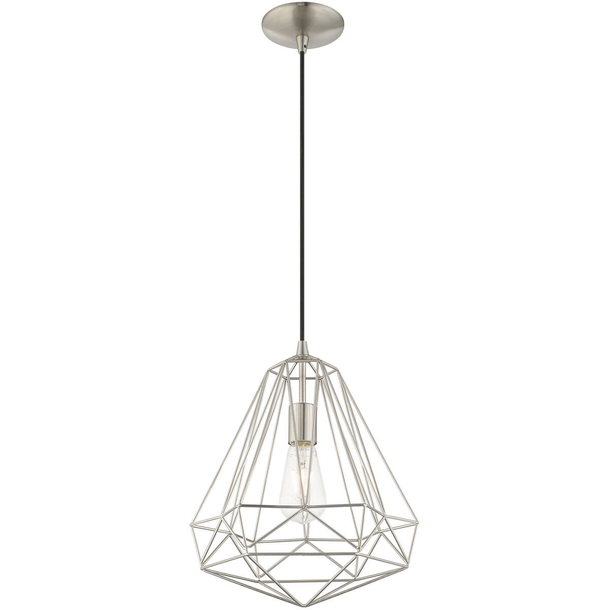 Geometric 1 Light 12 inch Brushed Nickel Mini Pendant Ceiling Light