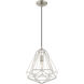 Geometric 1 Light 12 inch Brushed Nickel Mini Pendant Ceiling Light