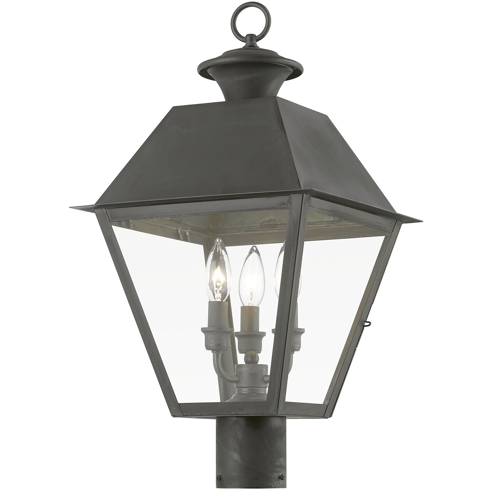 Wentworth 3 Light 22 inch Charcoal Outdoor Post Top Lantern, Large