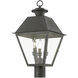 Wentworth 3 Light 22 inch Charcoal Outdoor Post Top Lantern, Large