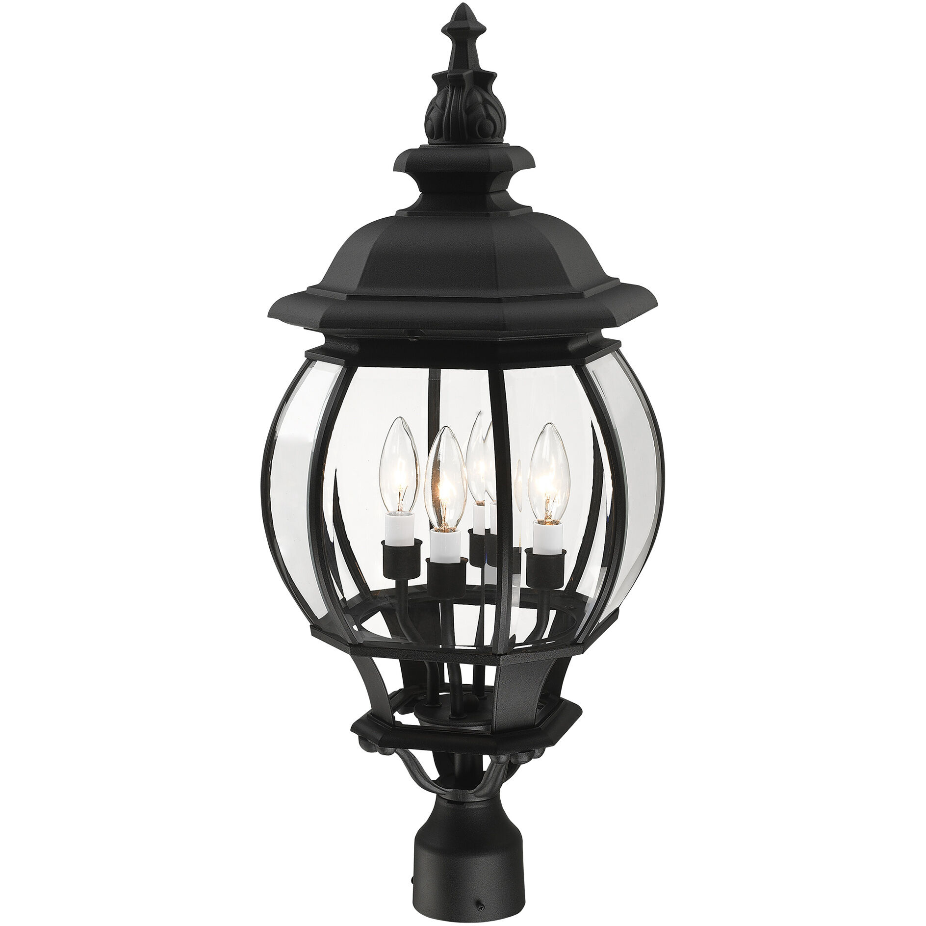 Frontenac 4 Light 27 inch Textured Black Outdoor Post Top Lantern