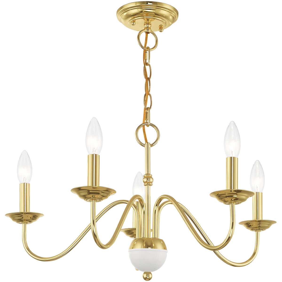 Windsor 5 Light 24 inch Polished Brass Chandelier Ceiling Light