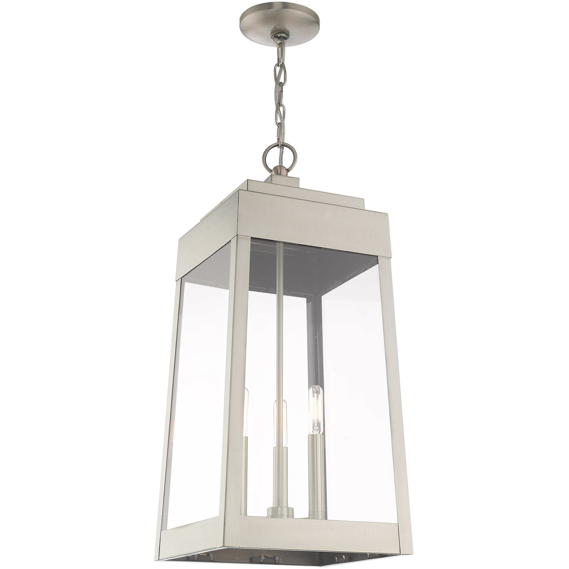 Oslo 3 Light 11 inch Brushed Nickel Outdoor Pendant Lantern