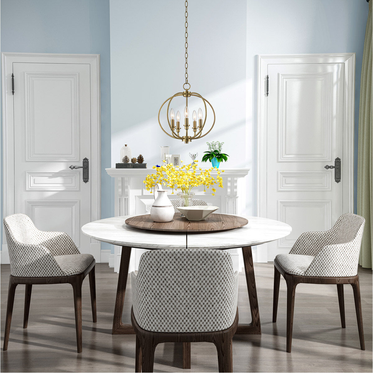 Milania 5 Light 16 inch Antique Brass Convertible Mini Chandelier/Ceiling Mount Ceiling Light