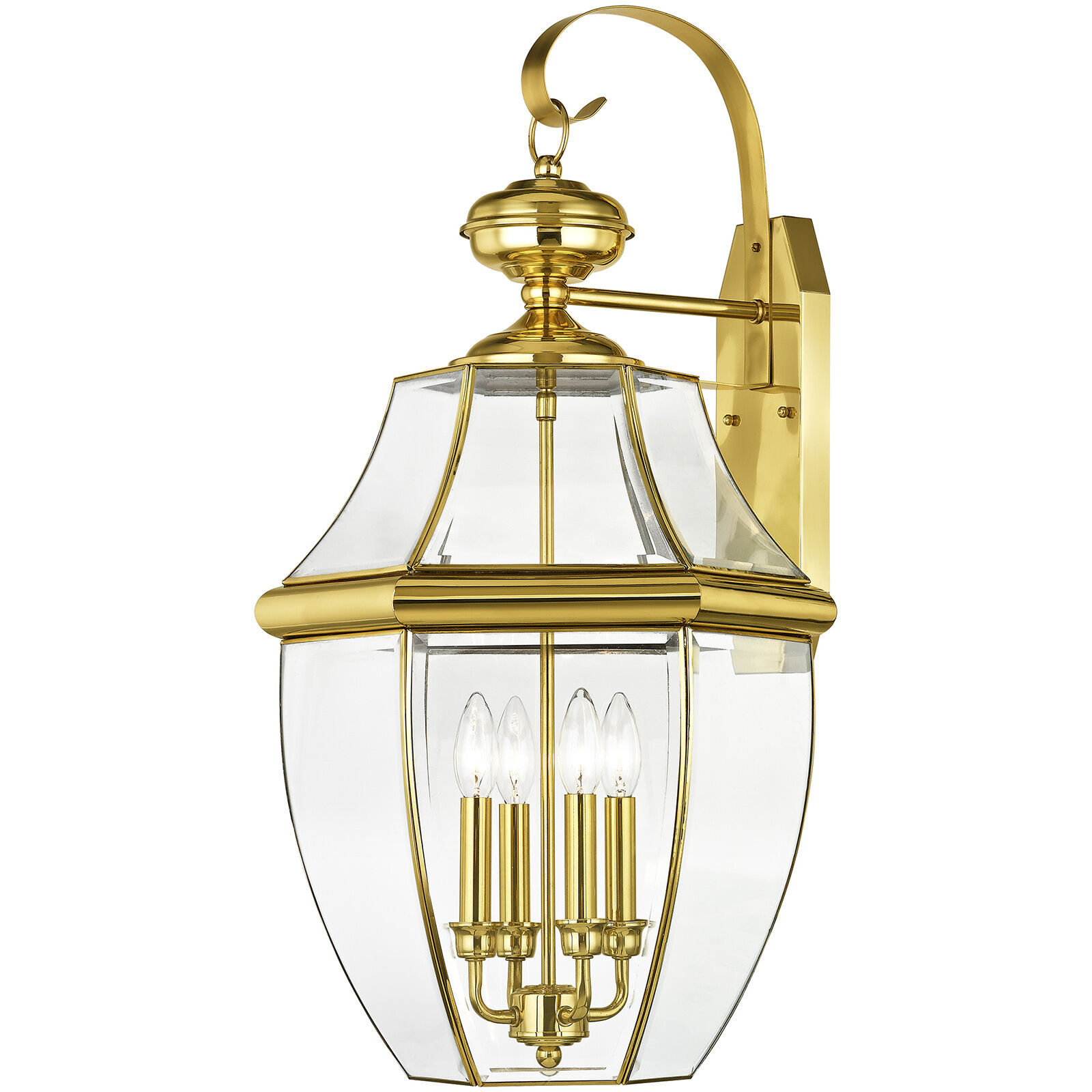 Monterey 4 Light 30 inch Polished Brass Outdoor Wall Lantern