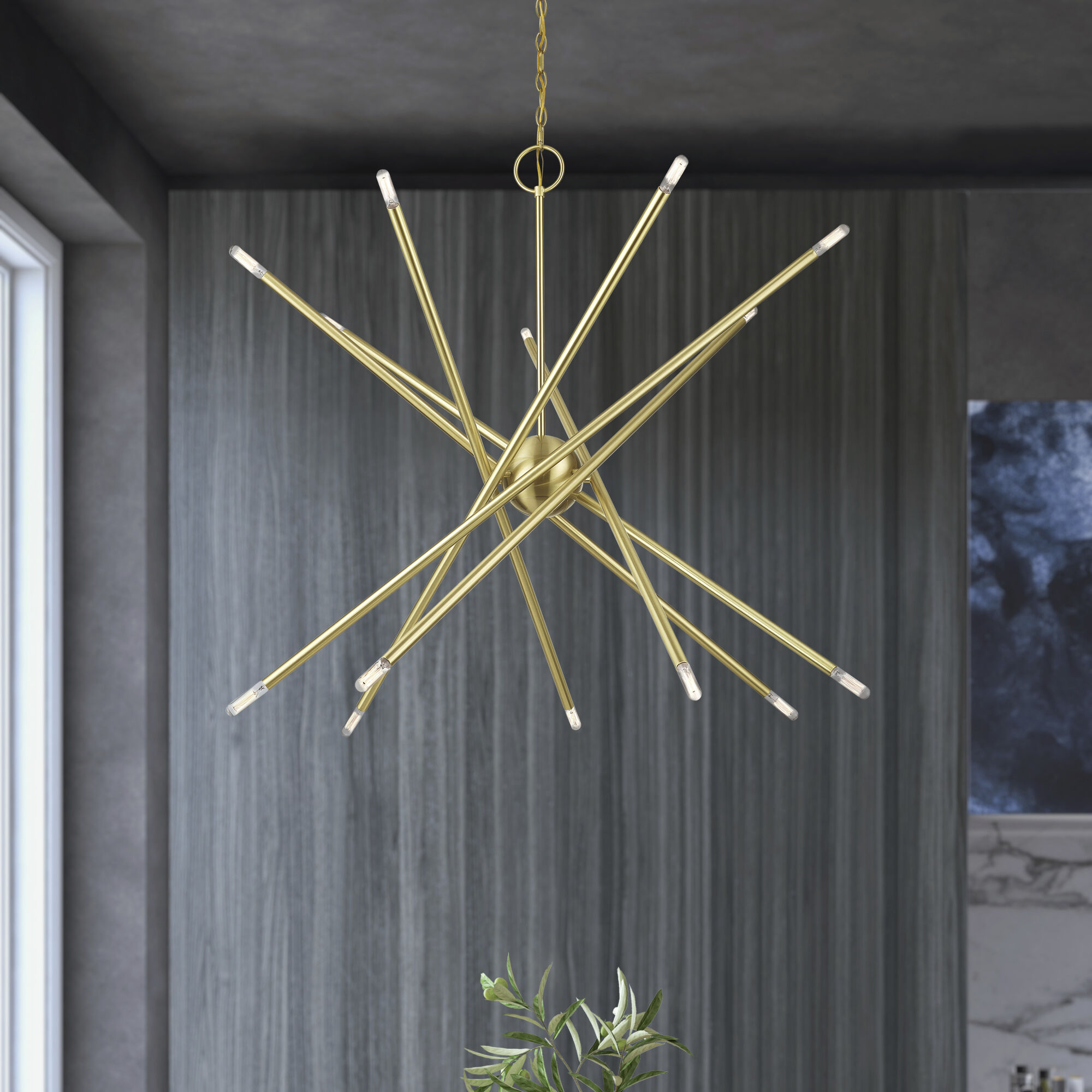 Soho 14 Light 40 inch Satin Brass Foyer Chandelier Ceiling Light