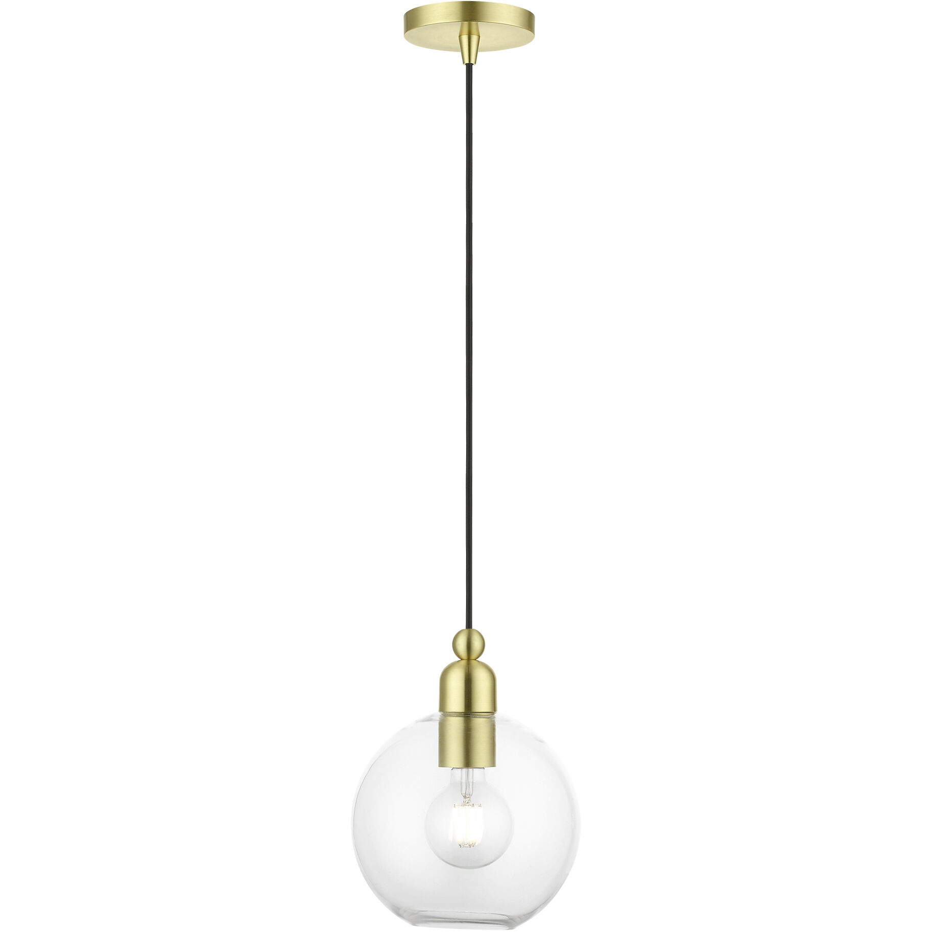 Downtown 1 Light 8 inch Satin Brass Pendant Ceiling Light, Sphere
