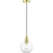 Downtown 1 Light 8 inch Satin Brass Pendant Ceiling Light, Sphere
