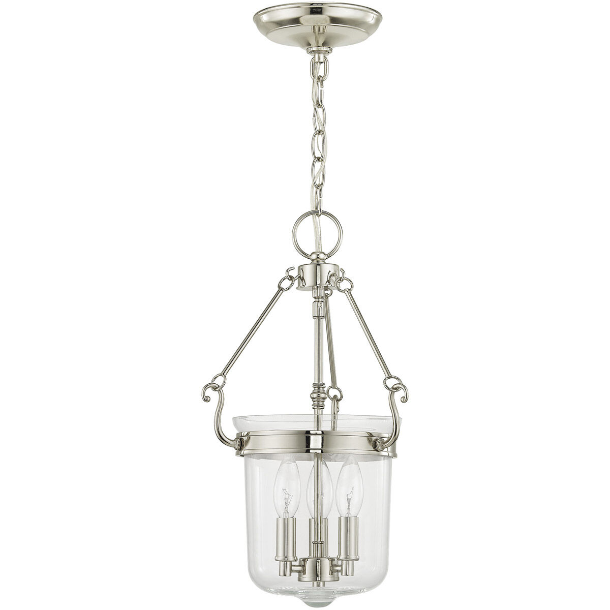 Rockford 3 Light 10.5 inch Polished Nickel Pendant Ceiling Light
