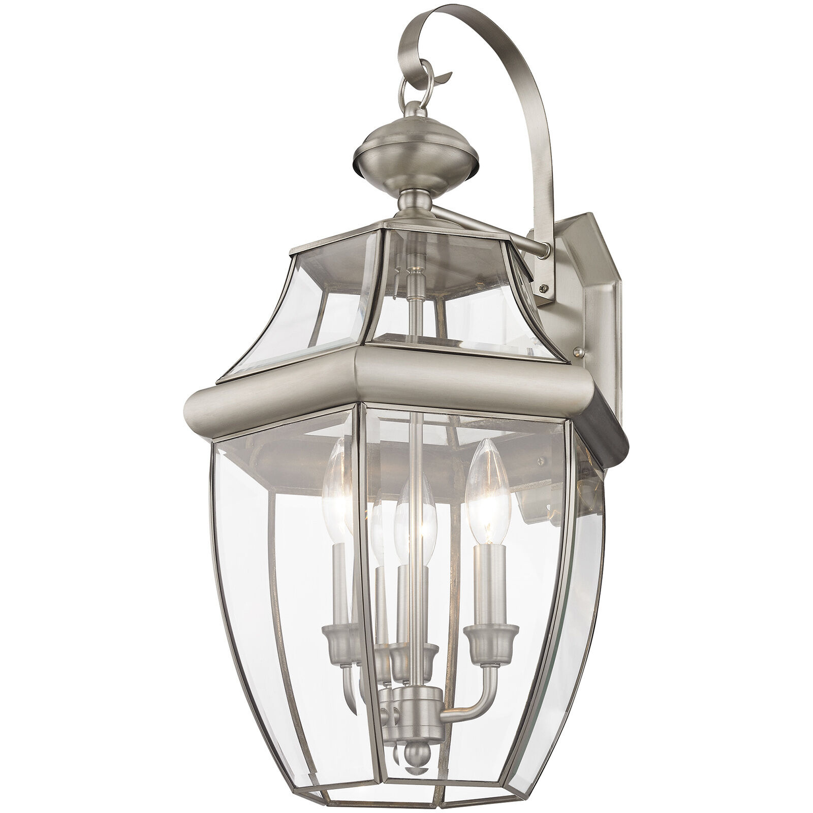 Monterey 3 Light 23 inch Brushed Nickel Outdoor Wall Lantern