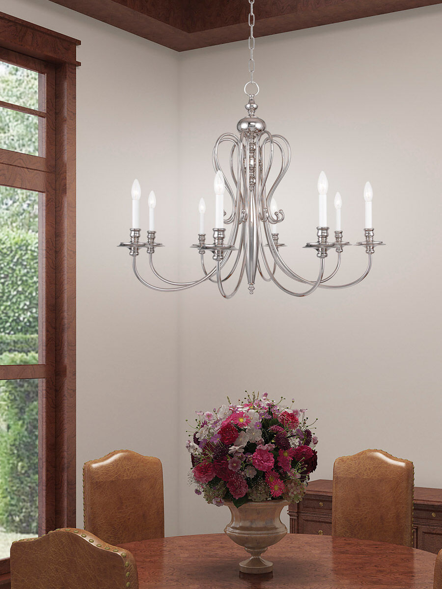 Caldwell 8 Light 35 inch Polished Nickel Chandelier Ceiling Light