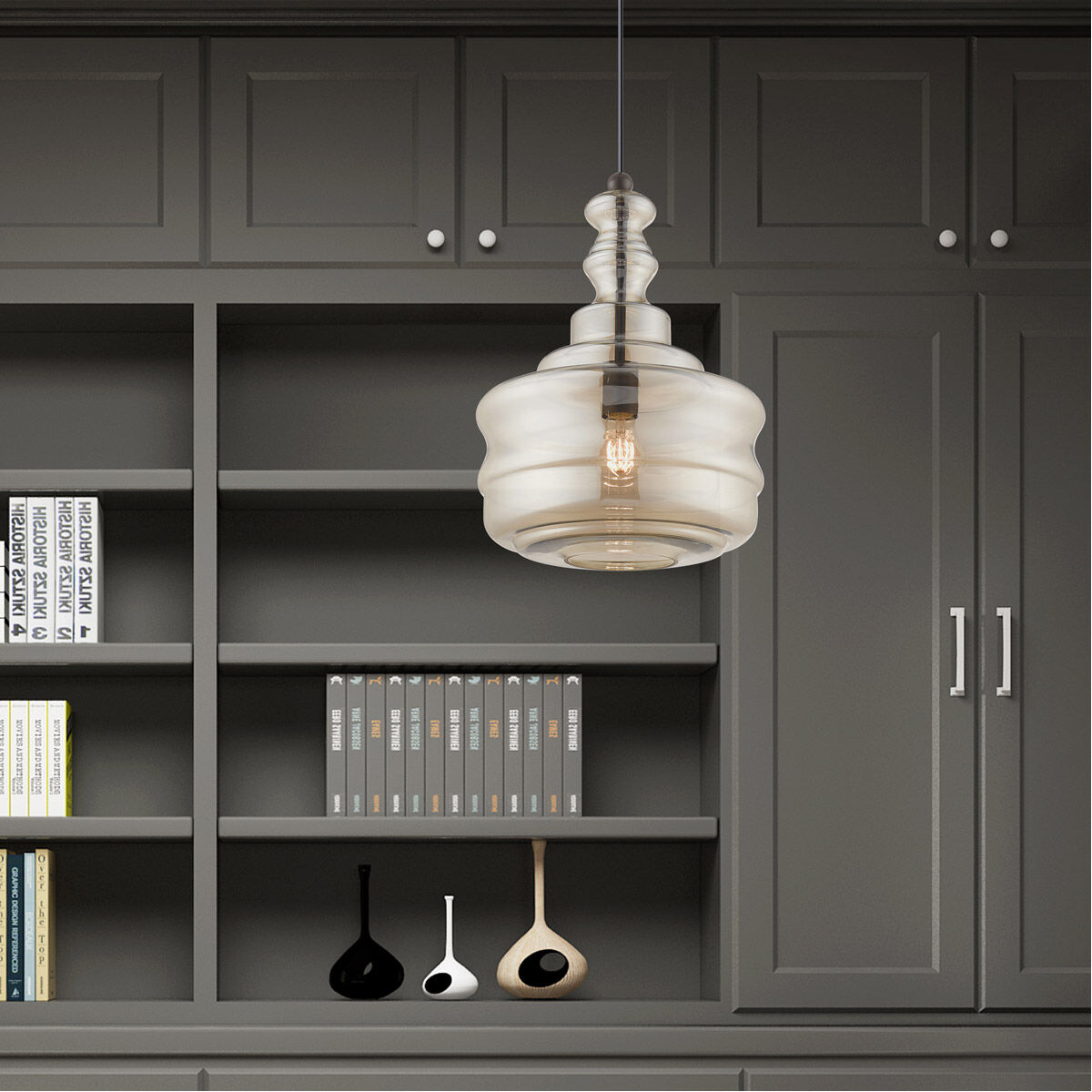 Art Glass 1 Light 12.63 inch English Bronze Mini Pendant Ceiling Light