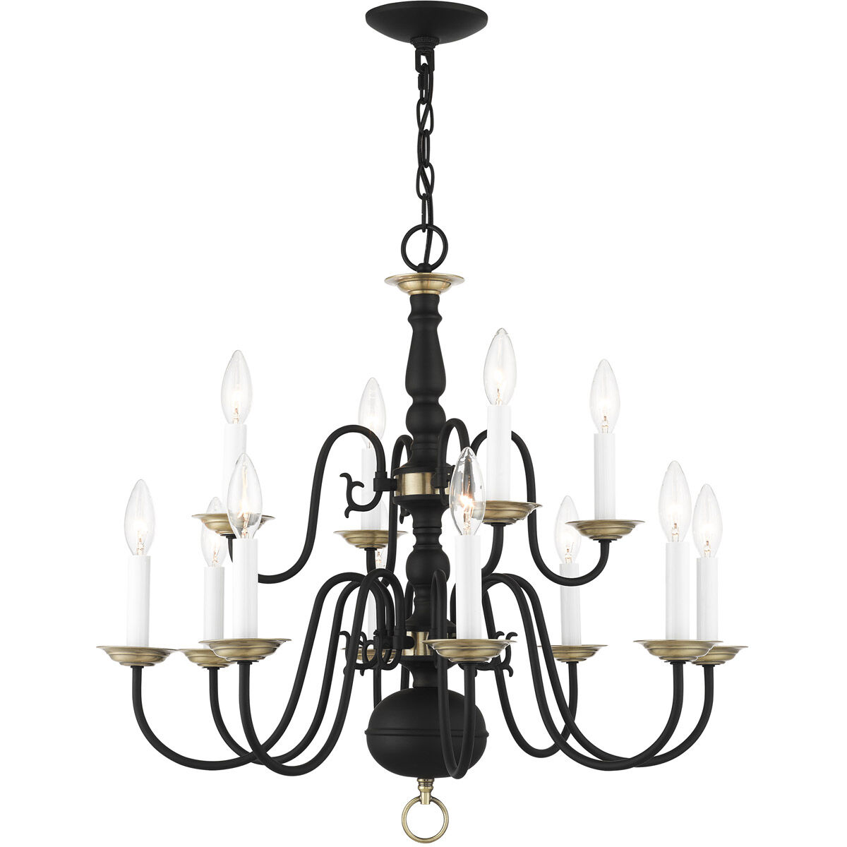 Williamsburg 12 Light 26 inch Black Chandelier Ceiling Light