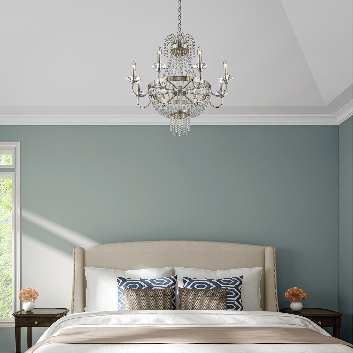 Valentina 8 Light 32 inch Brushed Nickel Chandelier Ceiling Light