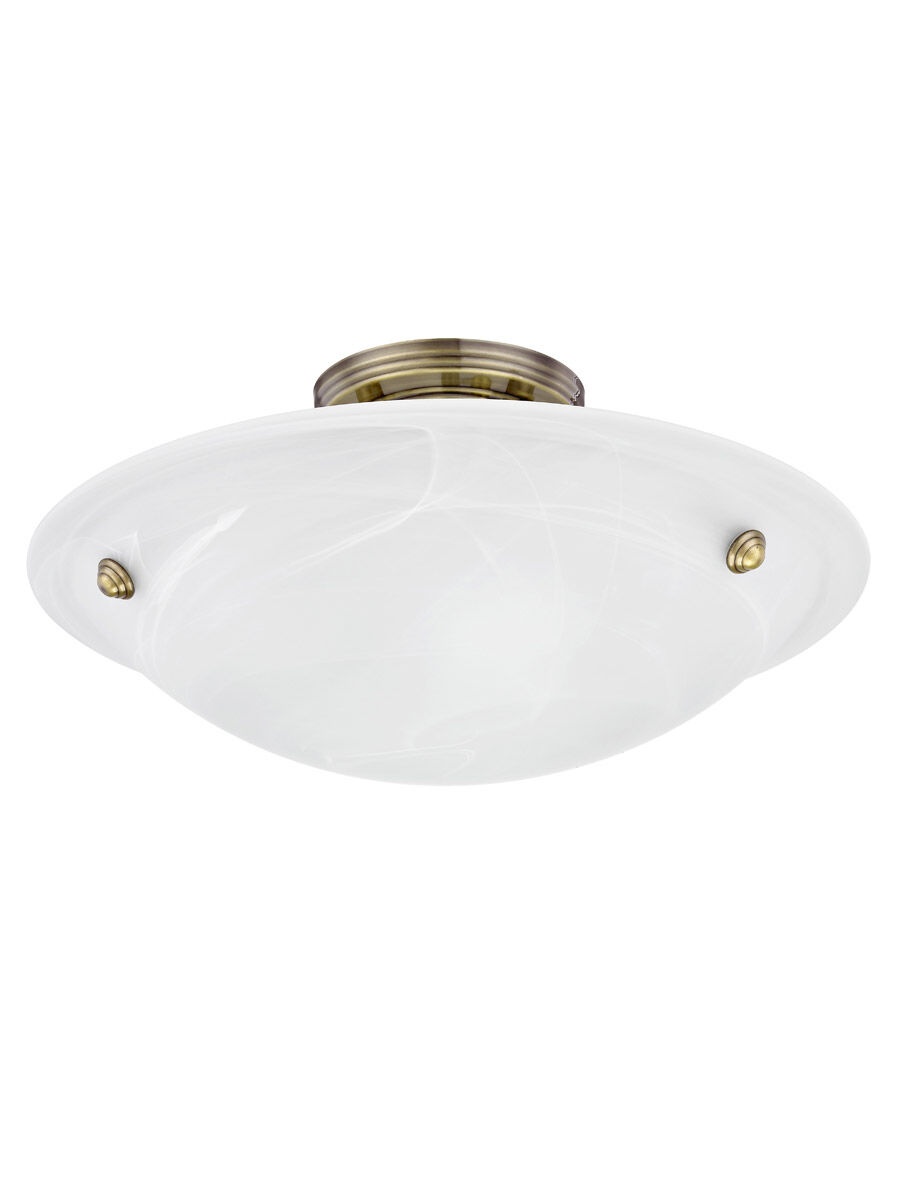 Oasis 3 Light 16 inch Antique Brass Semi-Flush Mount Ceiling Light