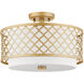 Arabesque 3 Light 15 inch Soft Gold Semi-Flush Mount Ceiling Light