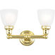 Classic 2 Light 16 inch Polished Brass Bath Vanity Wall Light