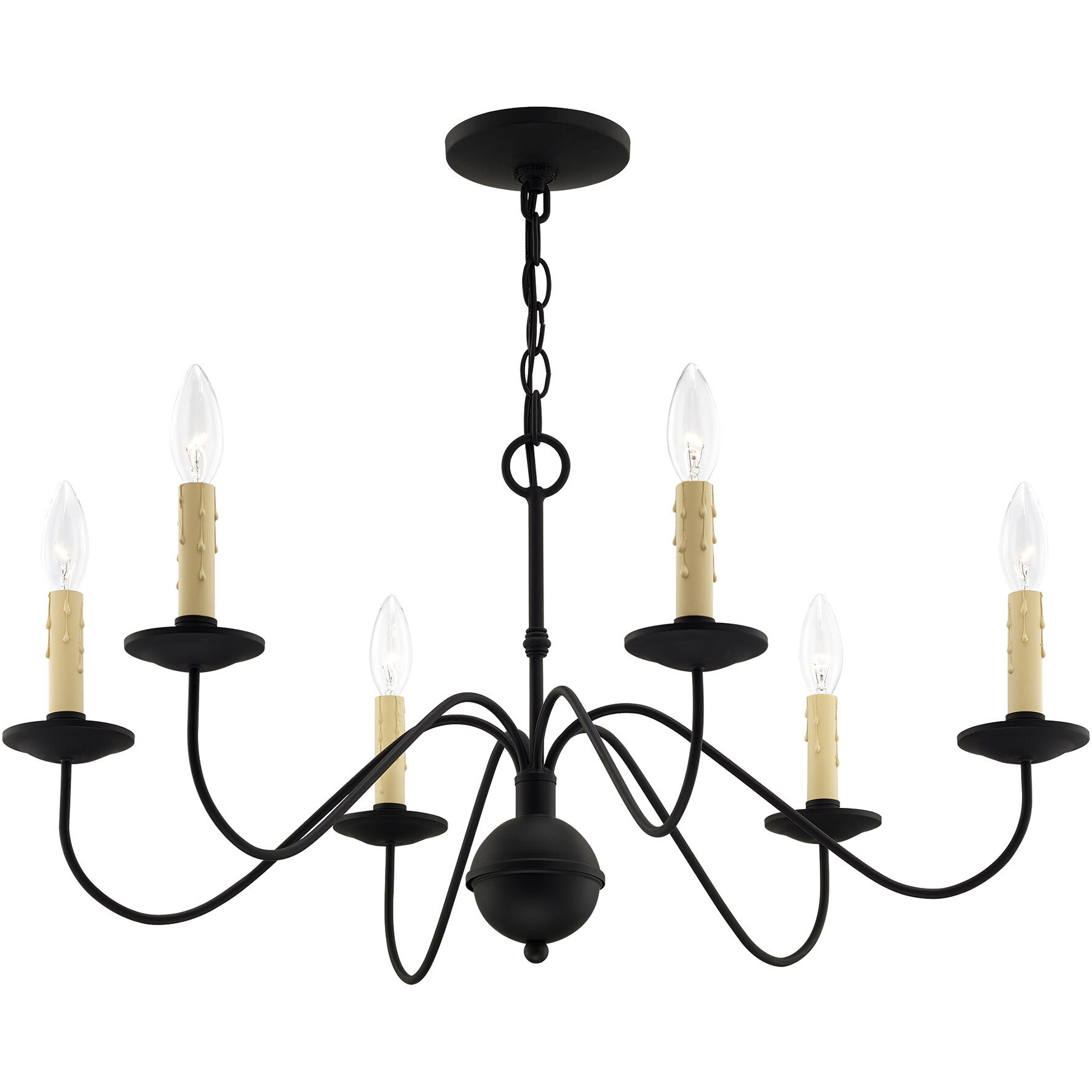Heritage 6 Light 28 inch Black Chandelier Ceiling Light