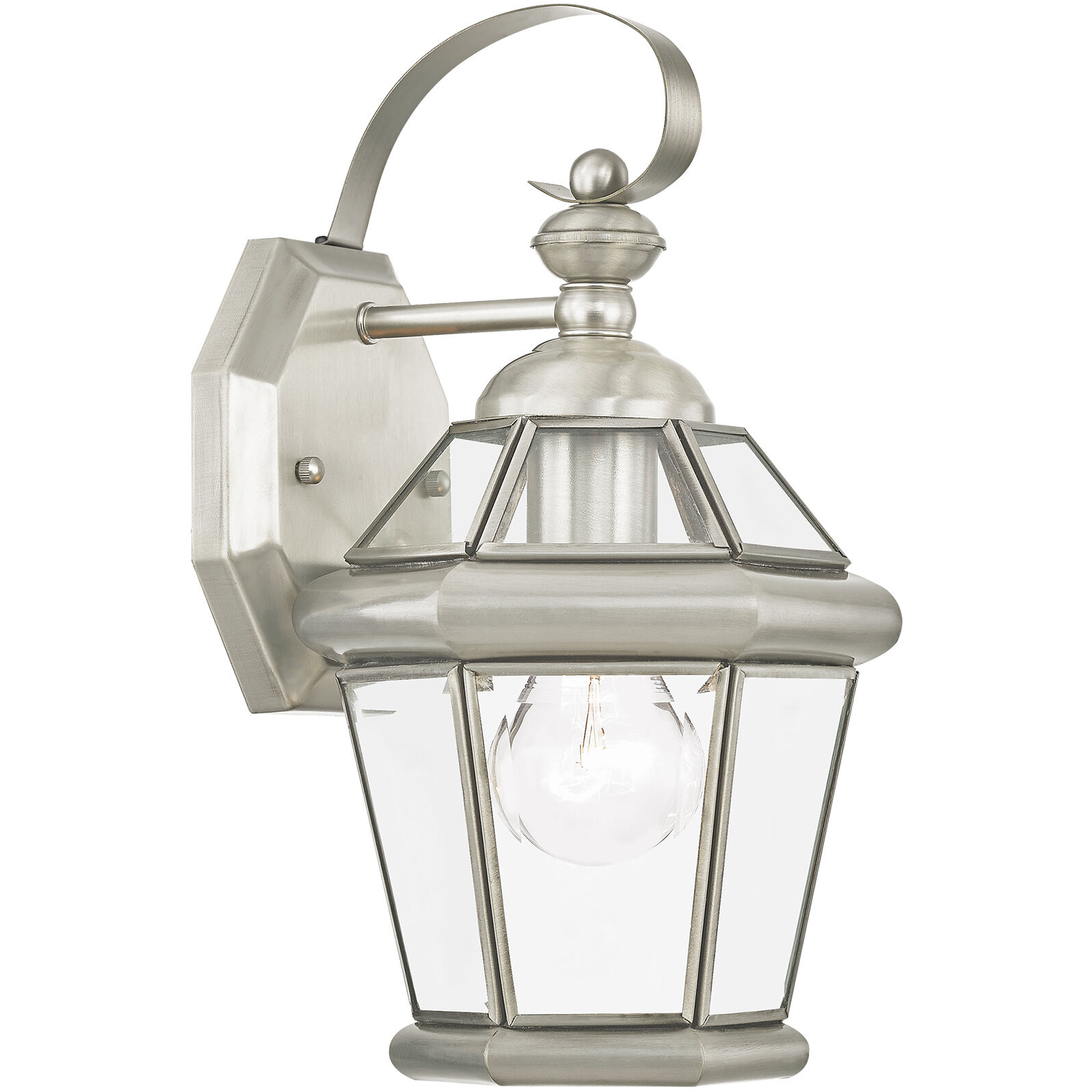 Georgetown 1 Light 12 inch Brushed Nickel Outdoor Wall Lantern