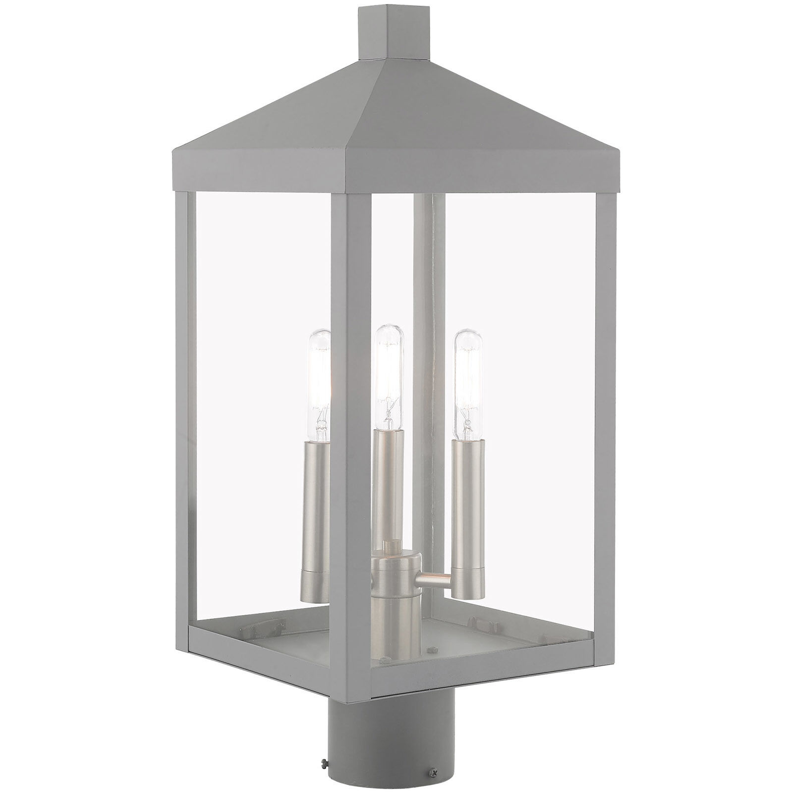 Nyack 3 Light 20 inch Nordic Gray Outdoor Post Top Lantern