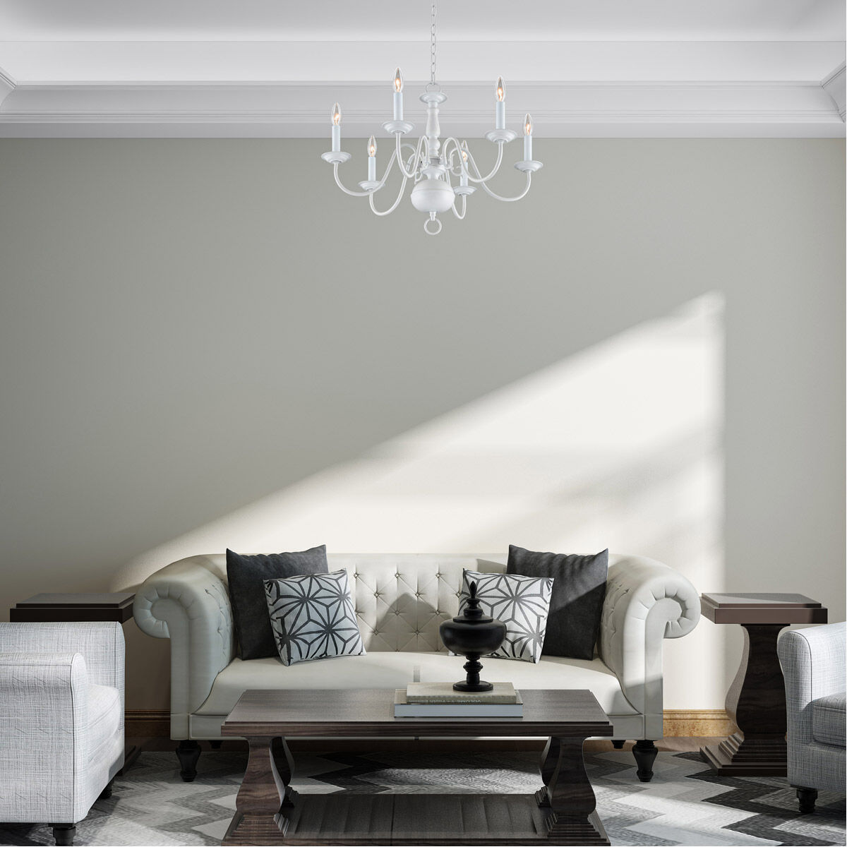 Williamsburgh 6 Light 24 inch White Chandelier Ceiling Light