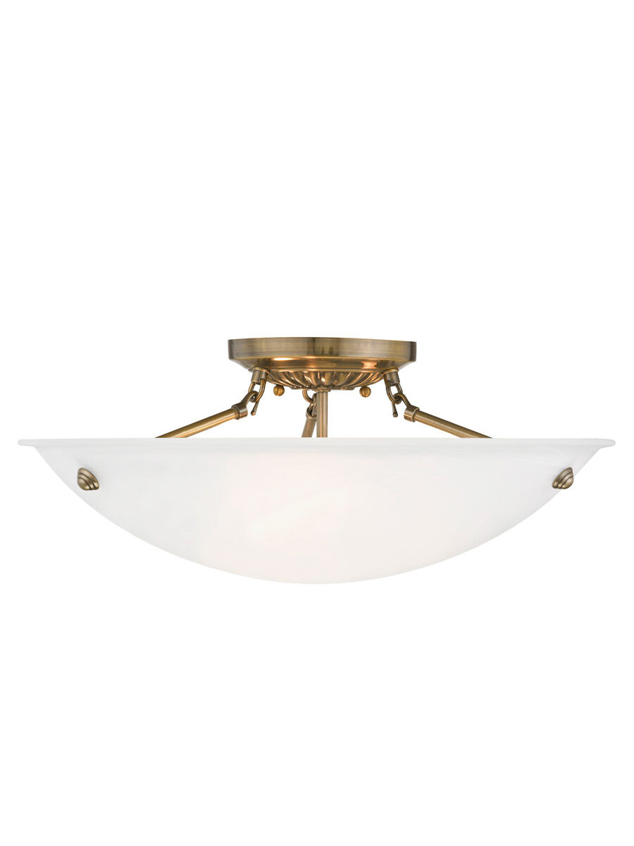 Oasis 3 Light 20 inch Antique Brass Semi-Flush Mount Ceiling Light