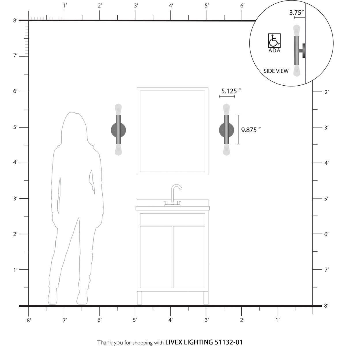 Copenhagen 2 Light 5 inch Antique Brass ADA ADA Wall Sconce Wall Light