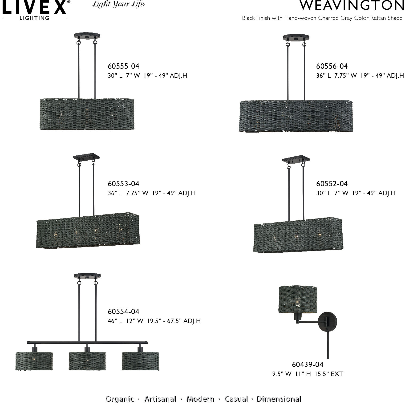 Weavington 3 Light 46 inch Black Linear Chandelier Ceiling Light, Extra Large