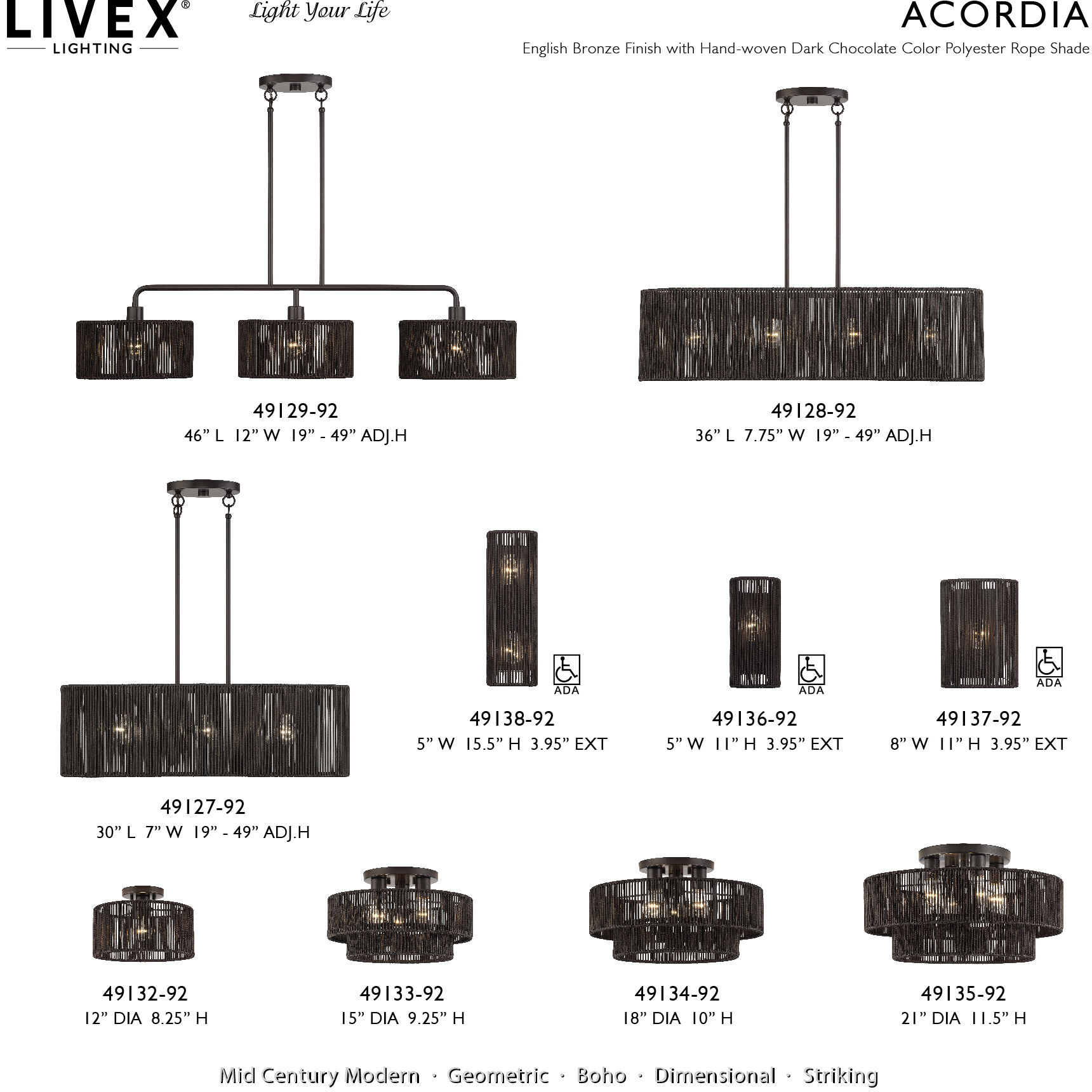 Acordia 3 Light 18 inch English Bronze Semi Flush Mount Ceiling Light, Large