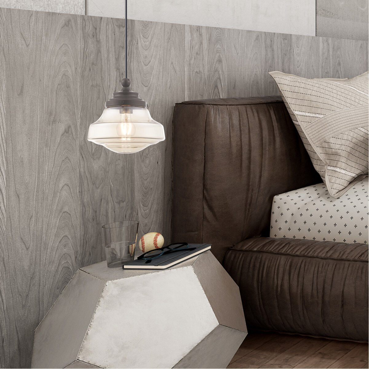 Art Glass 1 Light 9 inch English Bronze Mini Pendant Ceiling Light