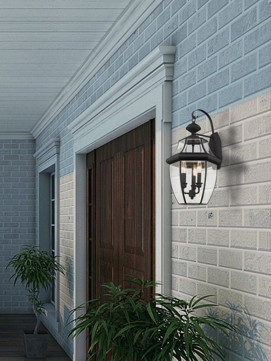 Monterey 3 Light 23 inch Black Outdoor Wall Lantern