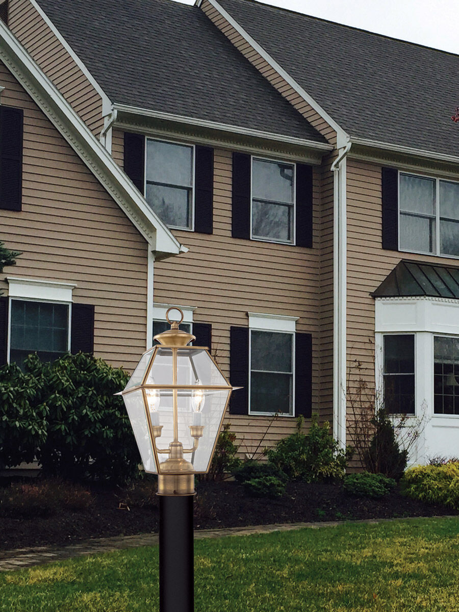 Westover 2 Light 17 inch Antique Brass Outdoor Post Top Lantern