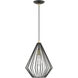 Linz 1 Light 12 inch Textured Black with Antique Brass Accents Pendant Ceiling Light