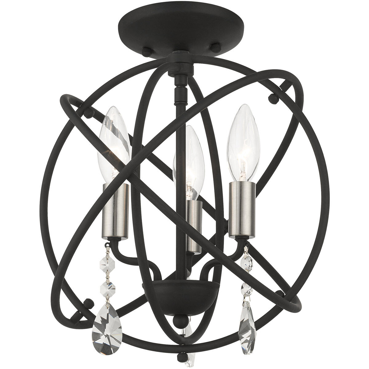 Aria 3 Light 13 inch Black Convertible Chandelier / Semi Flush Ceiling Light