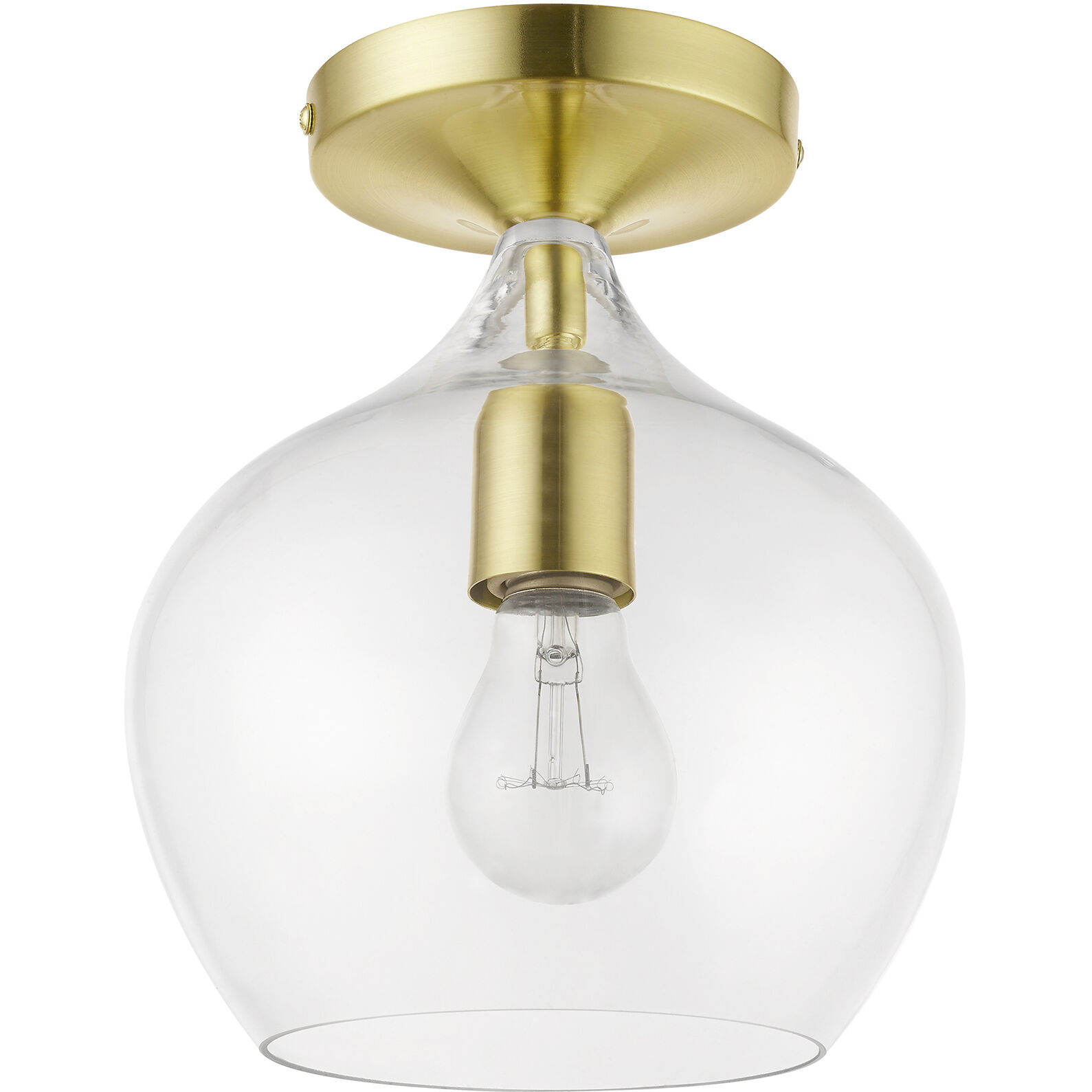 Aldrich 1 Light 8 inch Satin Brass with Polished Brass Accent Semi-Flush Ceiling Light