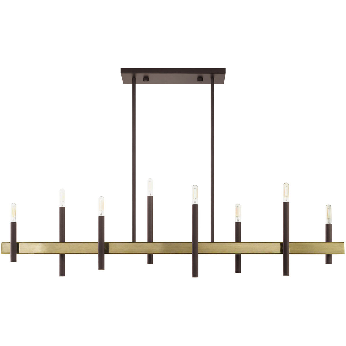 Denmark 8 Light 9.25 inch Bronze with Antique Brass Accents Chandelier Ceiling Light