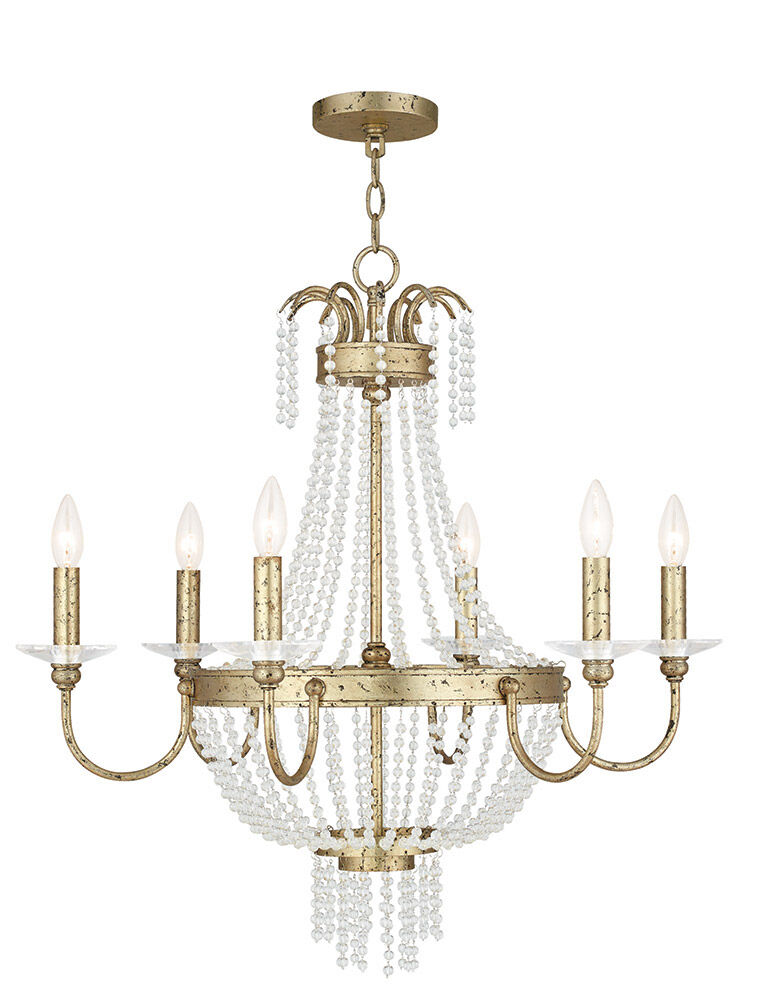 Valentina 6 Light 28 inch Hand Applied Winter Gold Chandelier Ceiling Light