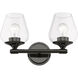 Willow 2 Light 15 inch Black Chrome Vanity Sconce Wall Light
