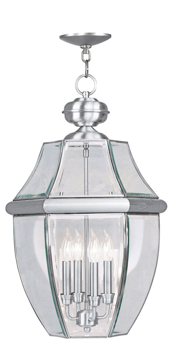 Monterey 4 Light 16 inch Brushed Nickel Outdoor Pendant Lantern