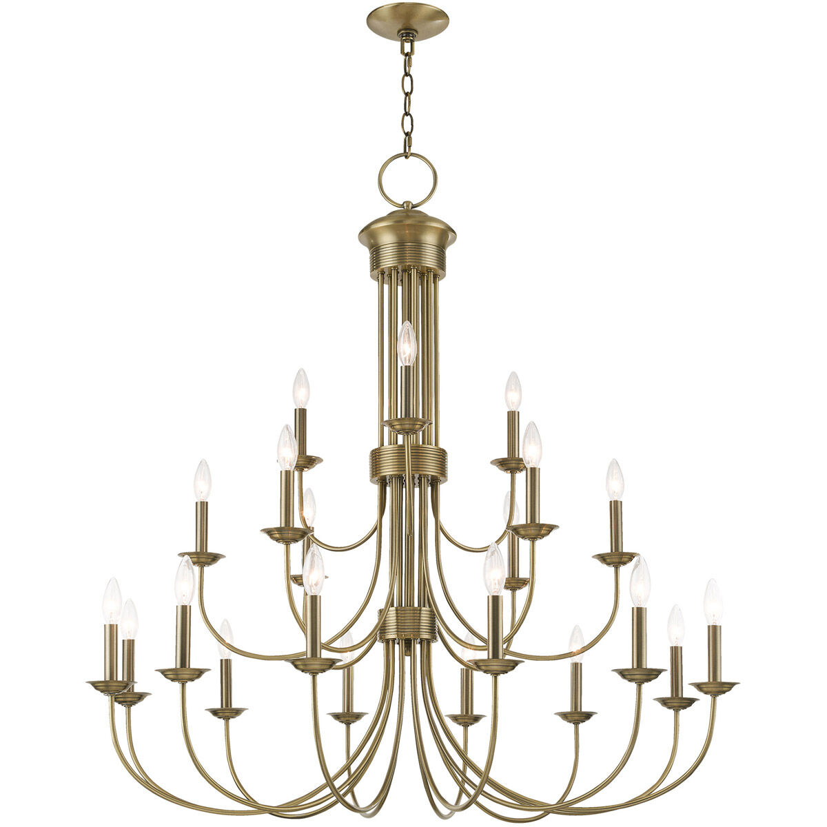 Estate 21 Light 42 inch Antique Brass Foyer Chandelier Ceiling Light