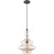 Art Glass 1 Light 12 inch English Bronze Mini Pendant Ceiling Light