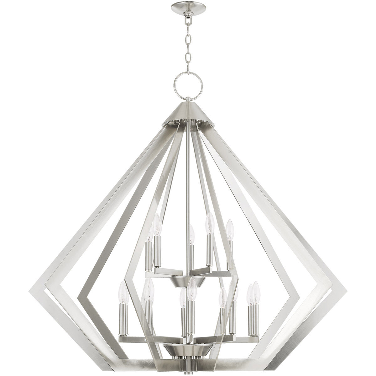 Prism 15 Light 42 inch Brushed Nickel Foyer Chandelier Ceiling Light