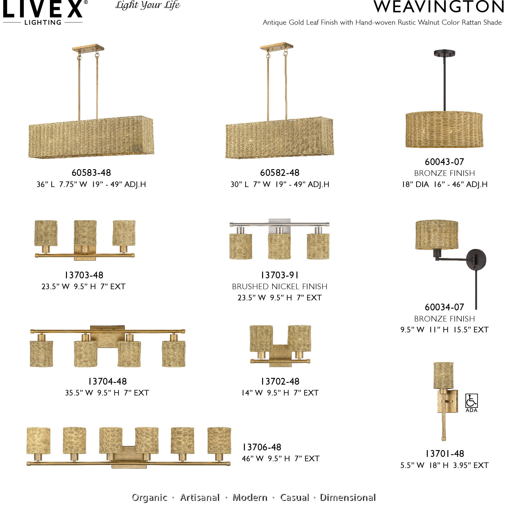 Weavington 3 Light 30 inch Antique Gold Leaf Linear Chandelier Ceiling Light, Medium