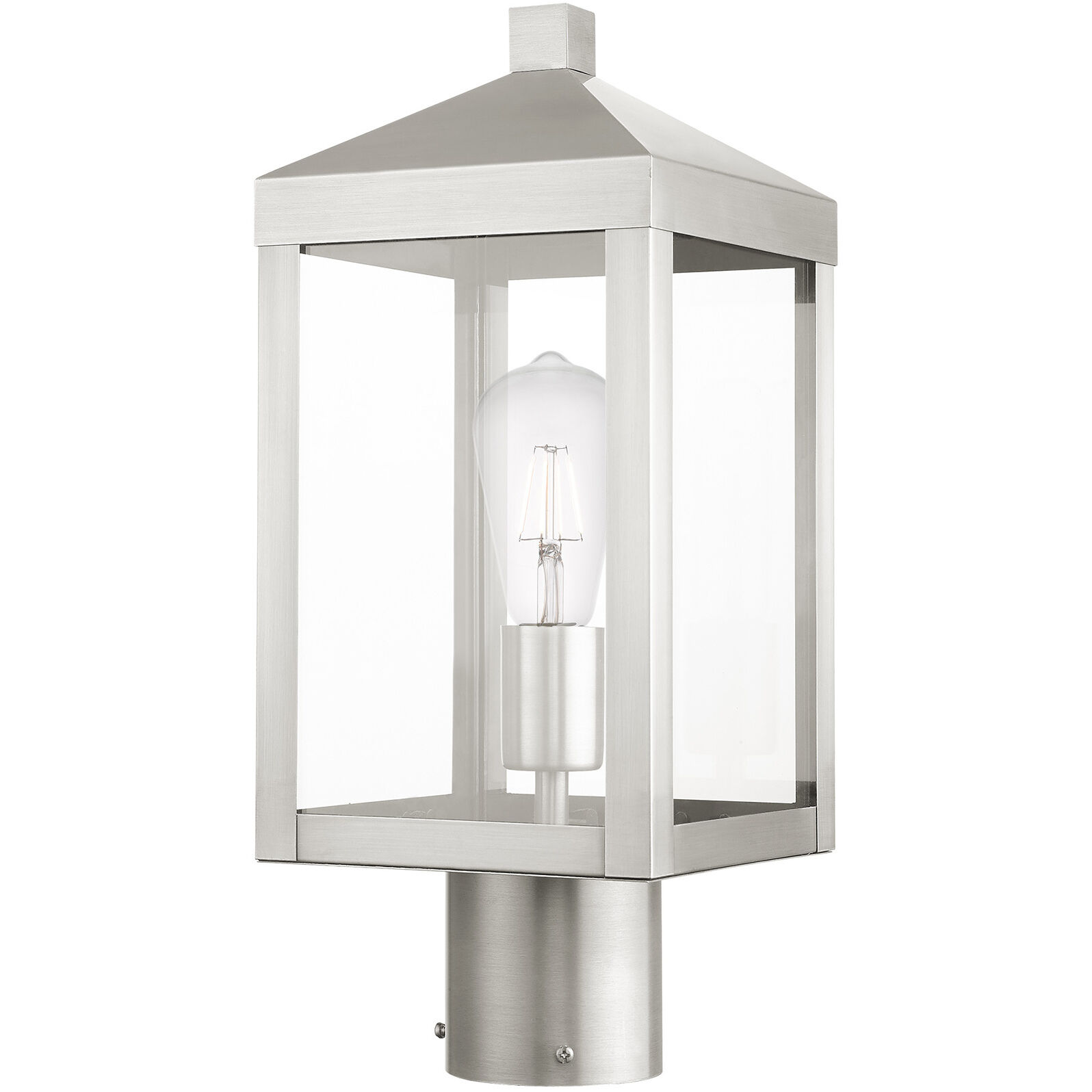 Nyack 1 Light 15 inch Brushed Nickel Outdoor Post Top Lantern