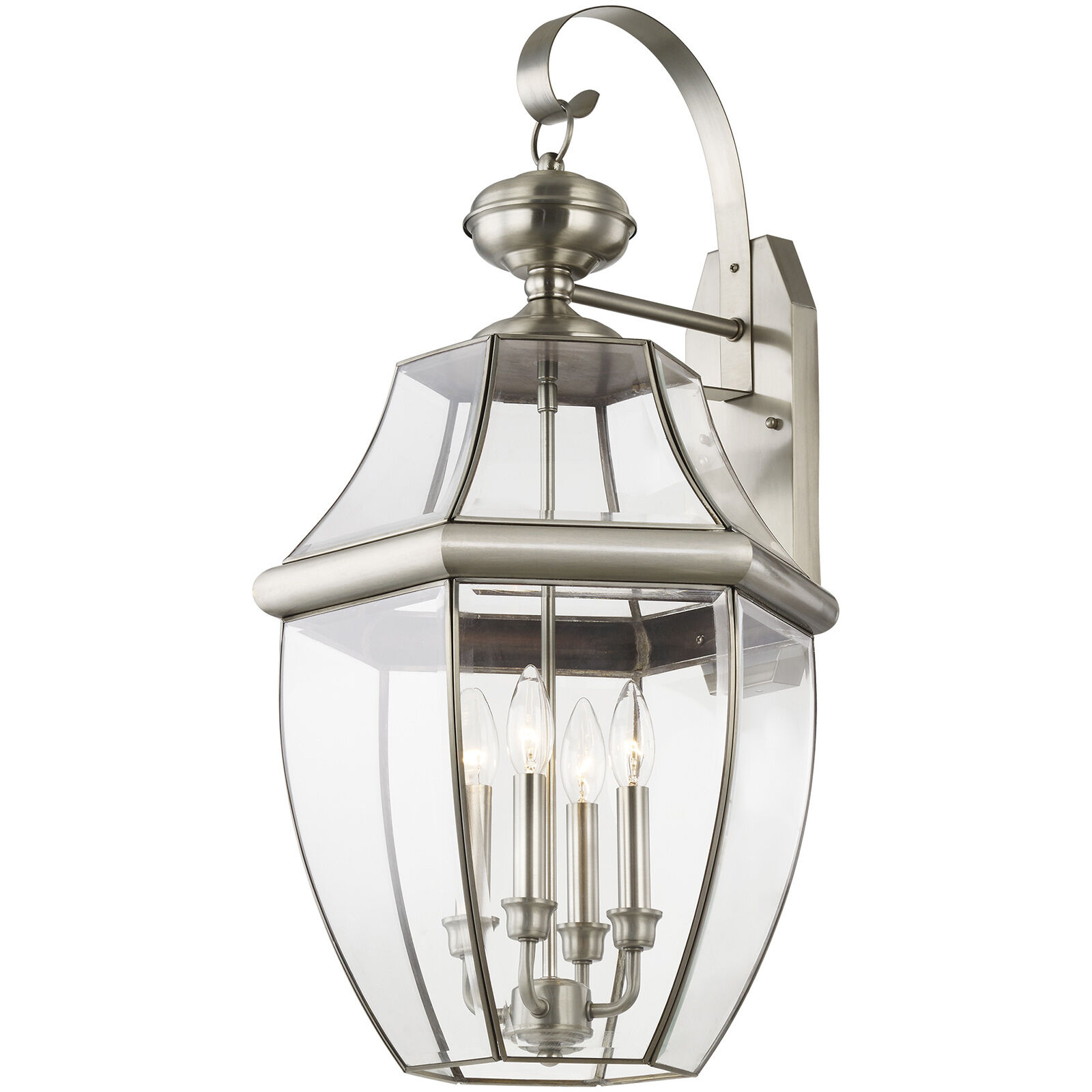 Monterey 4 Light 30 inch Brushed Nickel Outdoor Wall Lantern