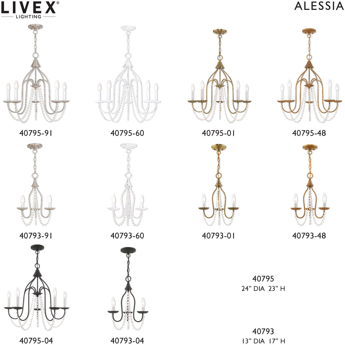 Alessia 5 Light 24 inch Antique Brass Chandelier Ceiling Light