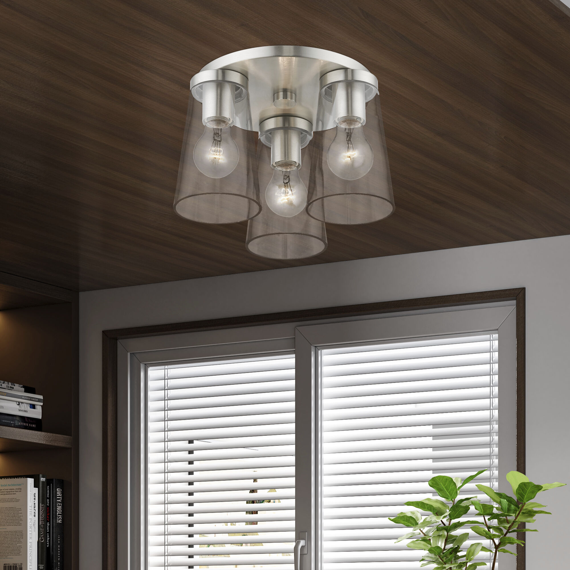 Cityview 3 Light 11 inch Brushed Nickel Flush Mount Ceiling Light, Large