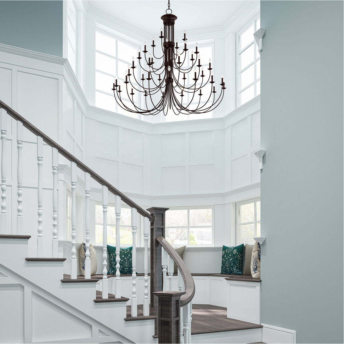 Estate 38 Light 72 inch Bronze Grand Foyer Chandelier Ceiling Light