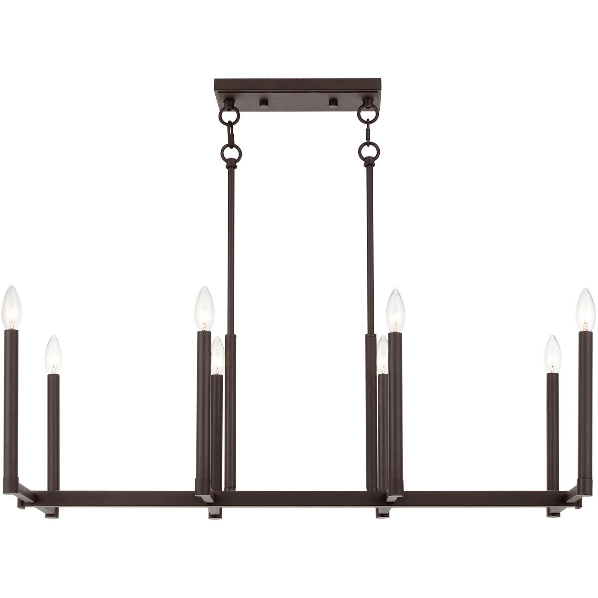 Alpine 8 Light 37 inch Bronze Linear Chandelier Ceiling Light