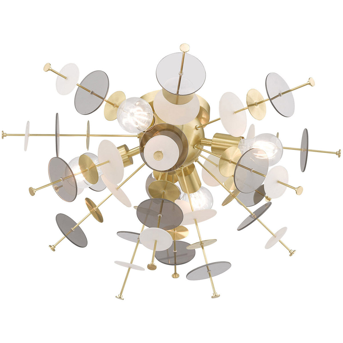 Circulo 4 Light 24 inch Satin Brass Flush Mount Ceiling Light